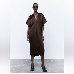 Zara chocolate brown caftan M NWOT
